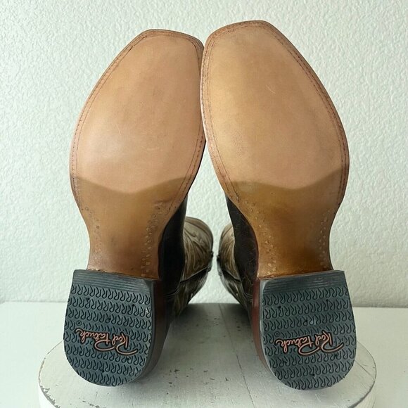 Rod Patrick Mens Cowboy Boots 10AA Antique Mocha Bison Brown Western Blunt Toe - Picture 8 of 12